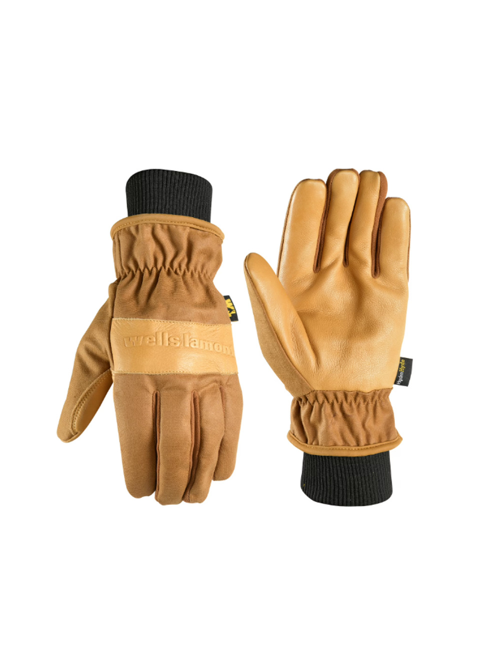 Wells Lamont Men's Insulated Hybrid Leather Work Gloves, Waxed Duck Canvas, XL